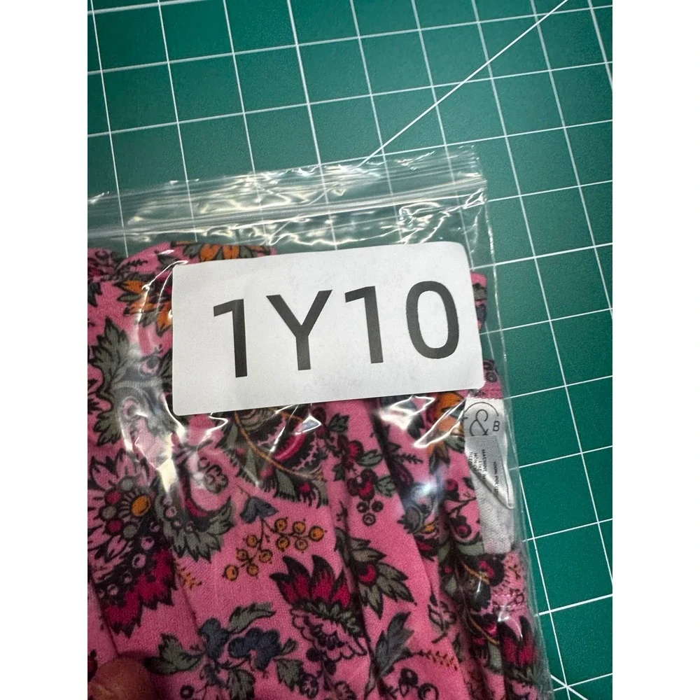 T&B Girls Pink Floral Paisley Pajama Set Short Sleeve Shirt and Shorts Size 7/8